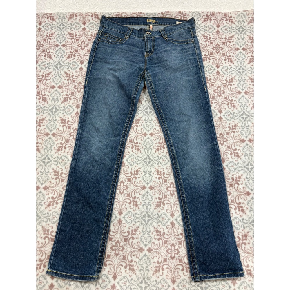 Tag Jeans Womens 32 Blue Denim Straight Leg Stretch Pants ID 1068 Medium Wash